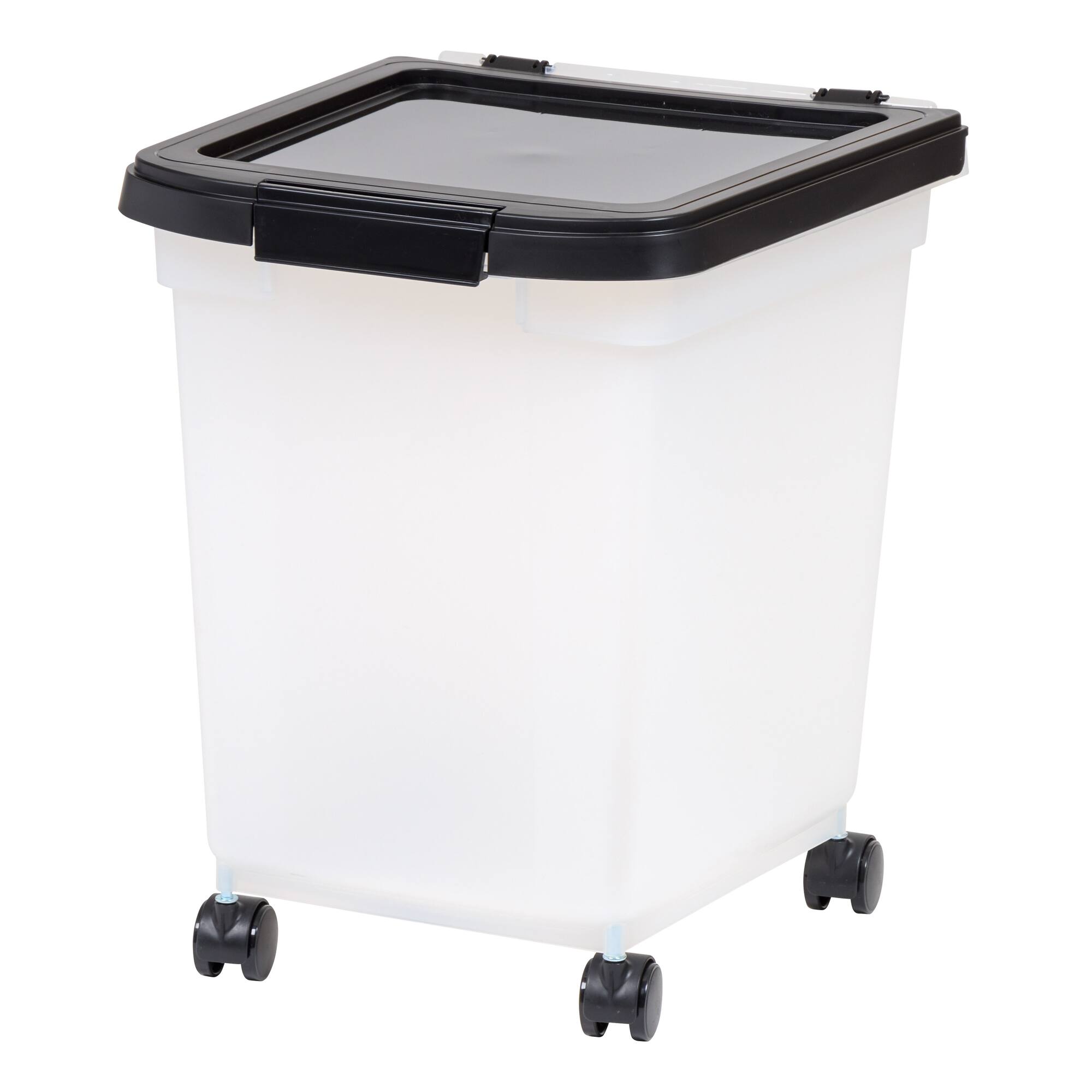 IRIS 32.5qt. Clear/Black Pet Food Container with Sealed Top